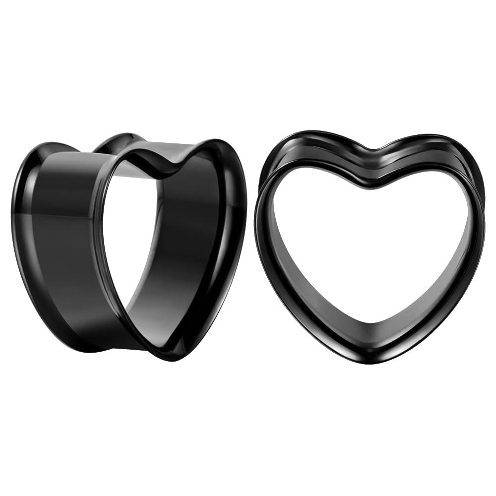 Heart Steel Ear Piercing Tunnels 2Pcs