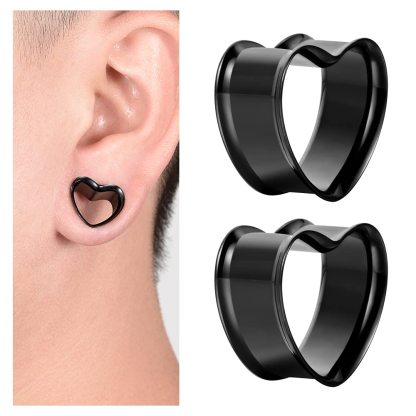 Heart Steel Ear Piercing Tunnels 2Pcs
