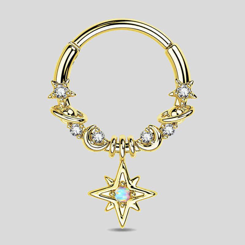Star Dangle Hoop Ring Nose Piercing