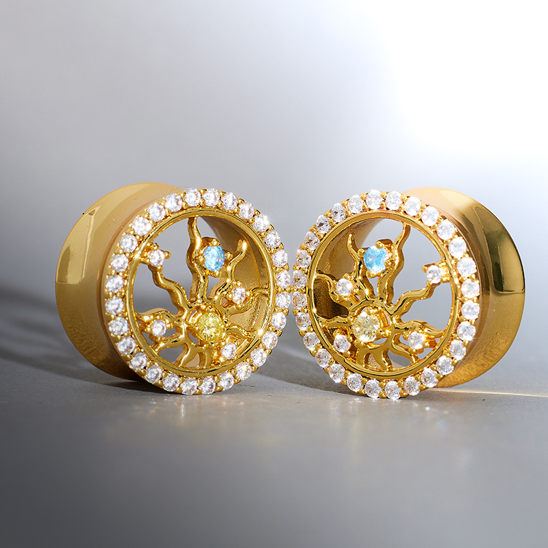 Radiance of Life Zircon S925 Silver Ear Gauge Tunnel (2Pcs)
