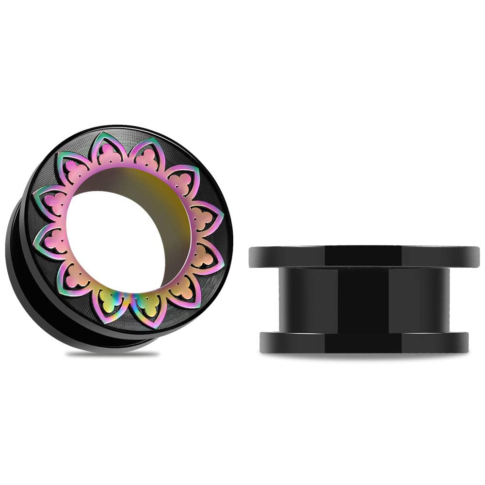 [Copy]Mandala Design Steel Ear Piercing Tunnels 2Pcs