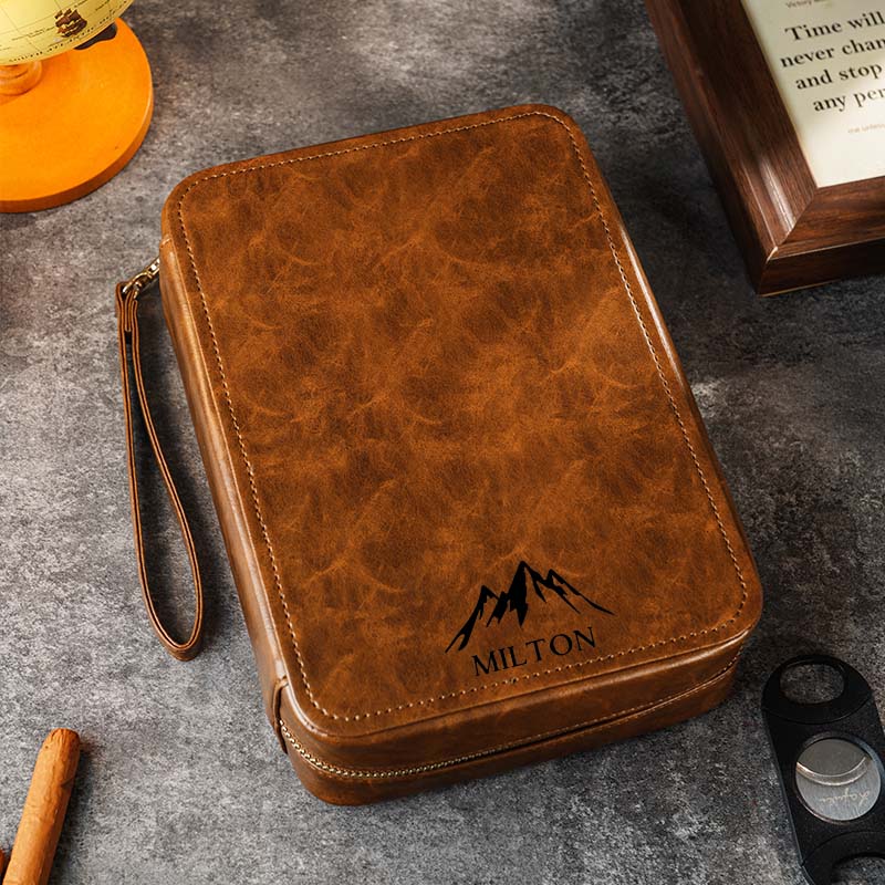 Custom Leather Travel Cigar Box Case For Cigar Accessories