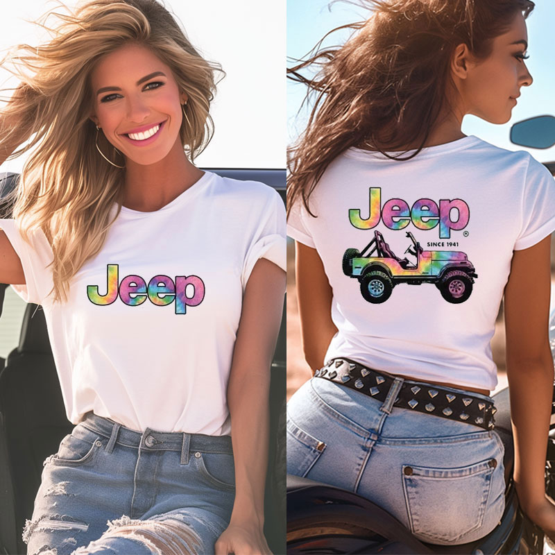 Rainbow Color Cute Jeep Girl T-Shirt