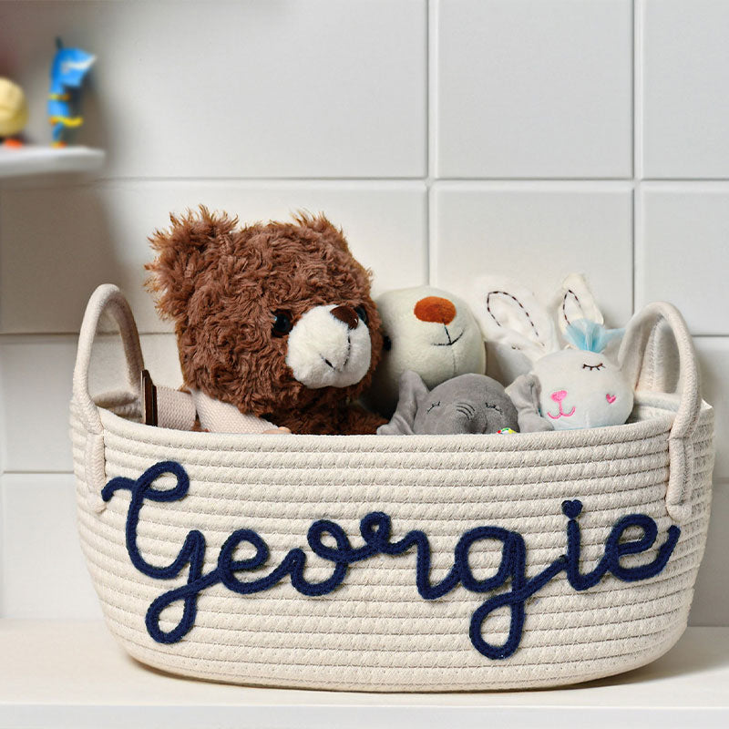Personalized Rope Name Basket Baby Shower Gift Basket