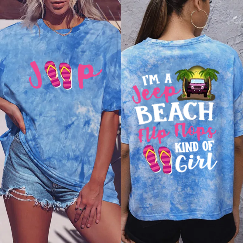 I’m A Jeep Beach Flip Flops Kind Of Girl Tie-dye Shirt