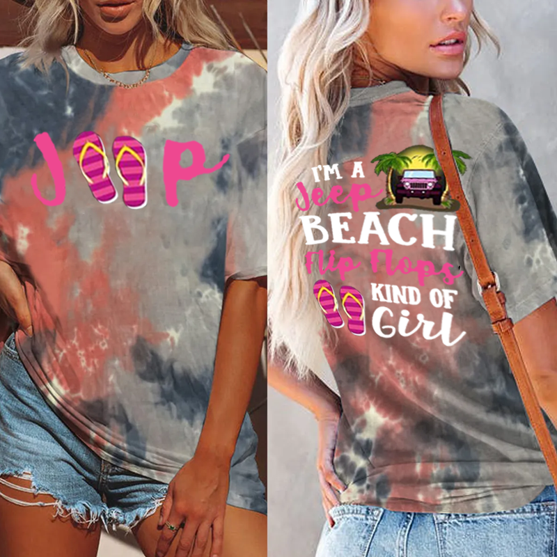 I’m A Jeep Beach Flip Flops Kind Of Girl Tie-dye Shirt