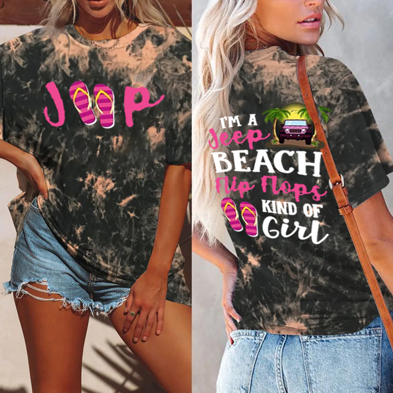 I’m A Jeep Beach Flip Flops Kind Of Girl Tie-dye Shirt