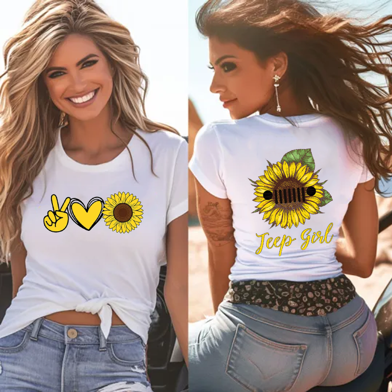 Sunflower Jeep Girl T-Shirt