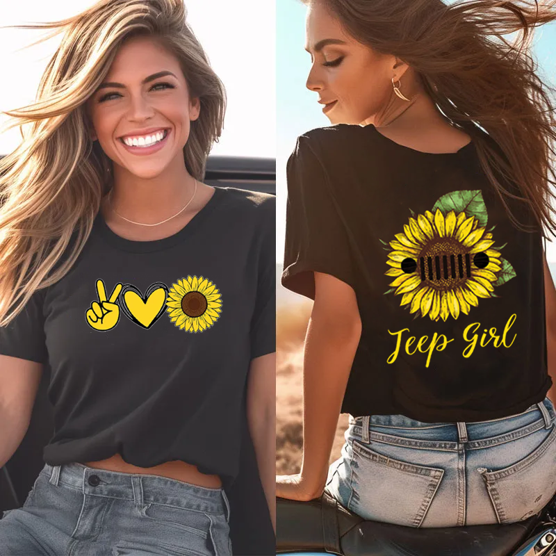 Sunflower Jeep Girl T-Shirt