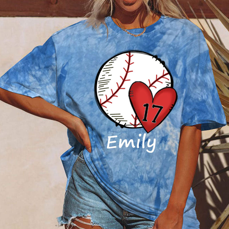 Baseball/Softball/Volleyball Mom Personalized Number Tie-dye Shirt