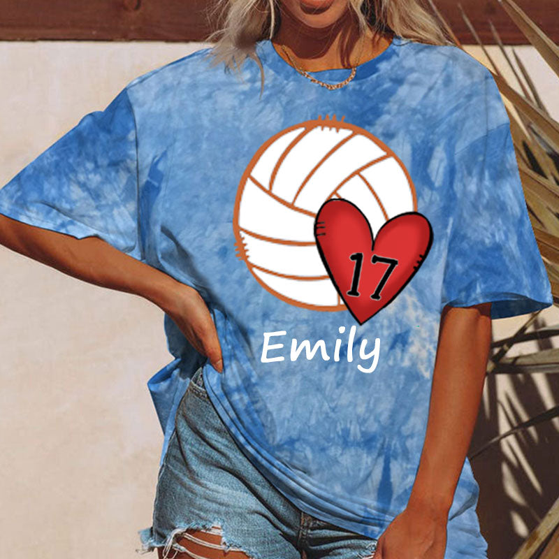 Baseball/Softball/Volleyball Mom Personalized Number Tie-dye Shirt