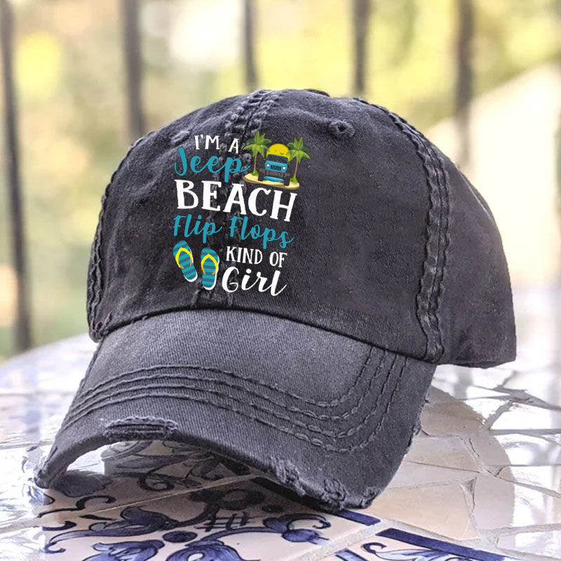 I’m A Jeep Blue Beach Flip Flops Kind Of Girl Baseball Cap