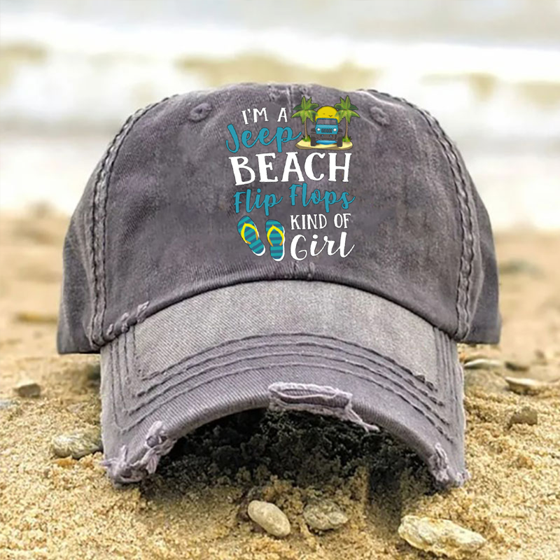 I’m A Jeep Blue Beach Flip Flops Kind Of Girl Baseball Cap