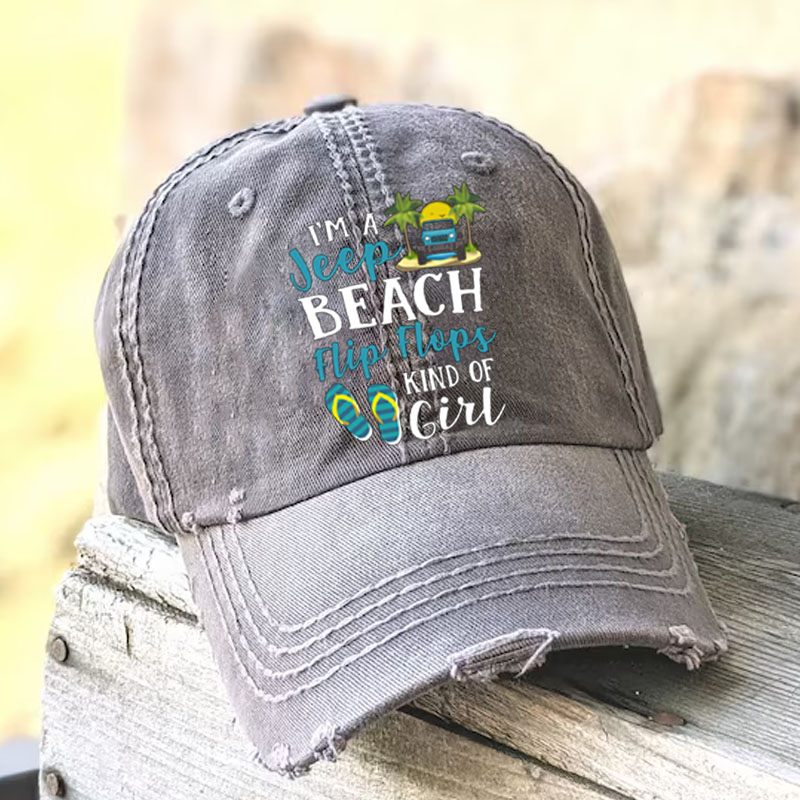 I’m A Jeep Blue Beach Flip Flops Kind Of Girl Baseball Cap