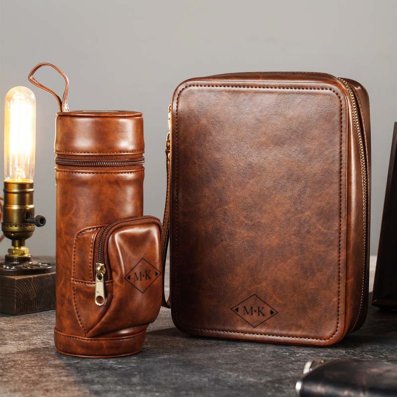 Custom Leather Travel Cigar Box Case For Cigar Accessories