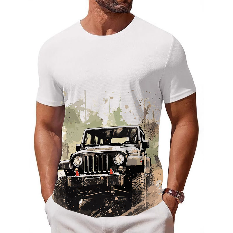 Watercolour Jeep Wrangler Camouflage Mud Men T-Shirt