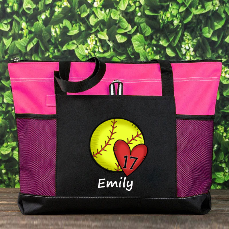 Baseball/Softball/Volleyball Mom Personalized Number Tote Bag