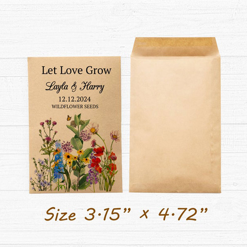 Personalized Eco-Friendly Wildflower Seed Packets – Perfect Wedding Favors & Bridal Shower Gifts