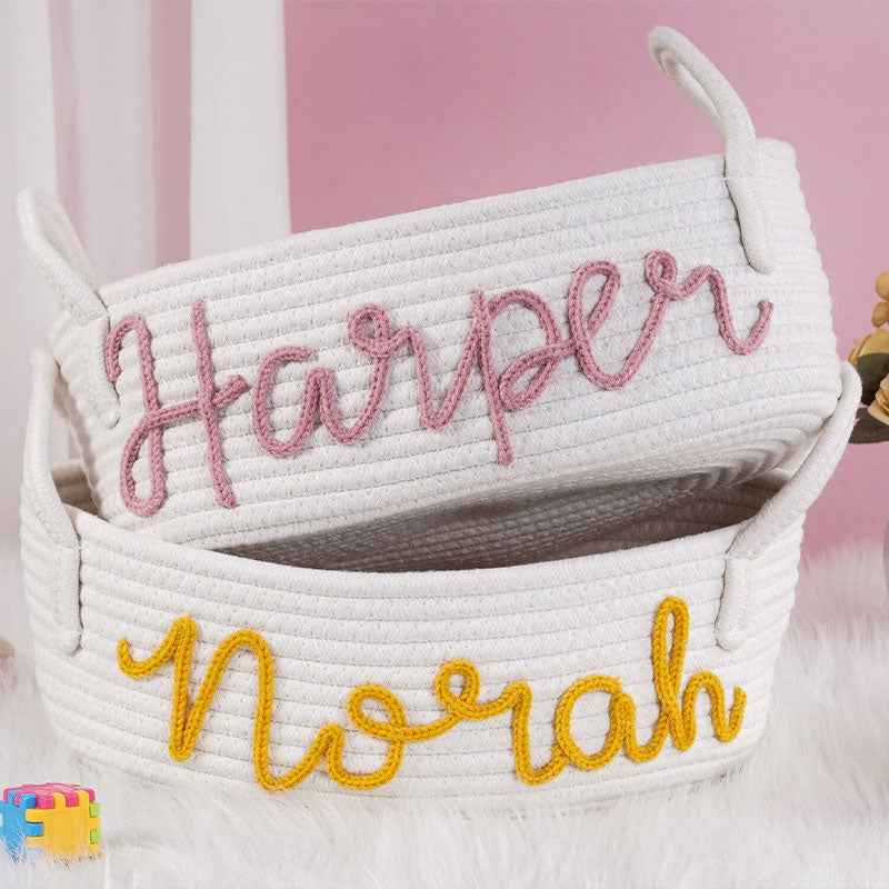 Personalized Rope Name Basket Baby Shower Gift Basket