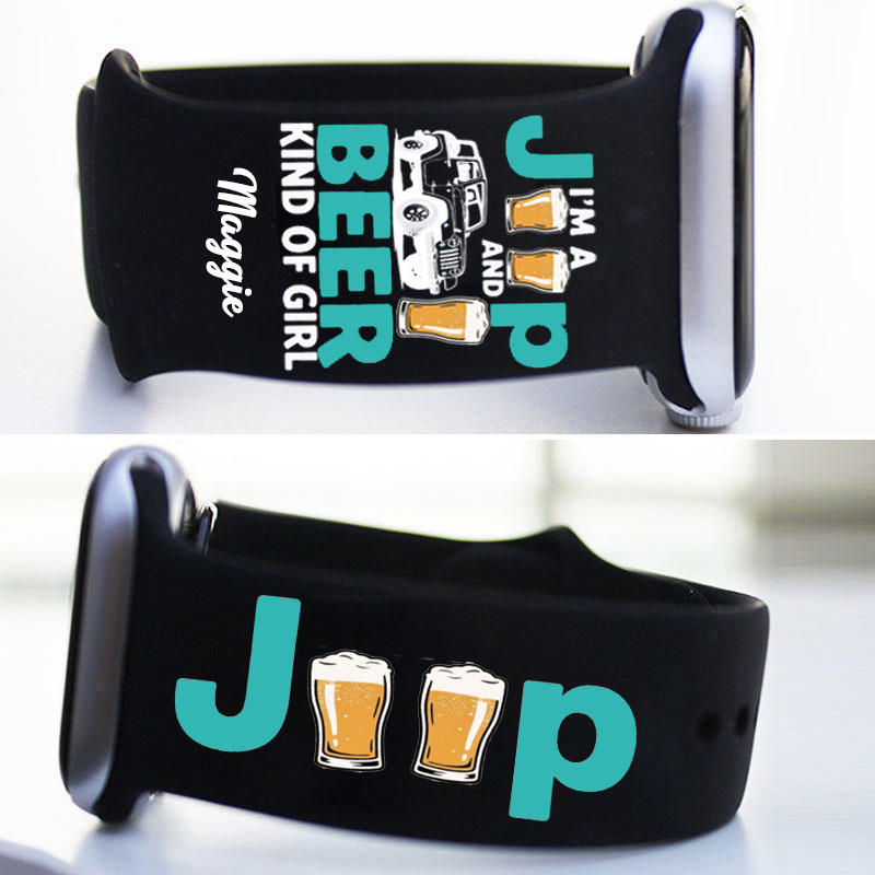 Personalized Color Beer And Jeep Kind of Girl Print Colorful Watch Band