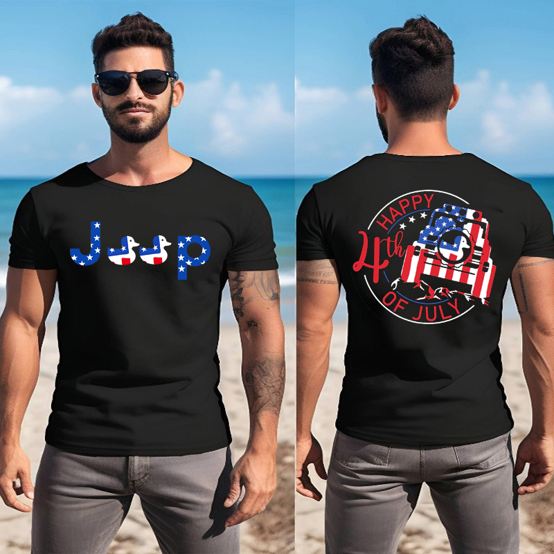 4th of July Jeep Off Road Usa Flag Patriotic T-shirt
