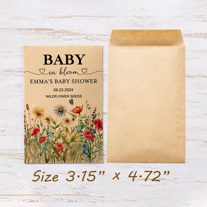 Personalized Eco-Friendly Wildflower Seed Packets – Perfect Baby Shower Favors & Gifts