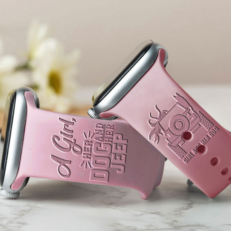 Just a Girl in Love with Her Dog Engraved Watch Band