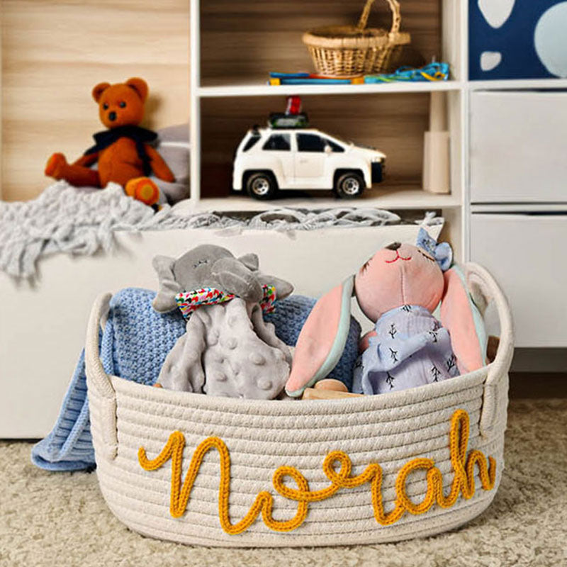 Personalized Rope Name Basket Baby Shower Gift Basket