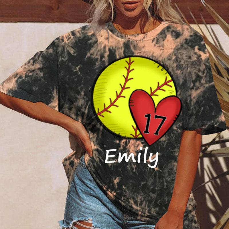 Baseball/Softball/Volleyball Mom Personalized Number Tie-dye Shirt