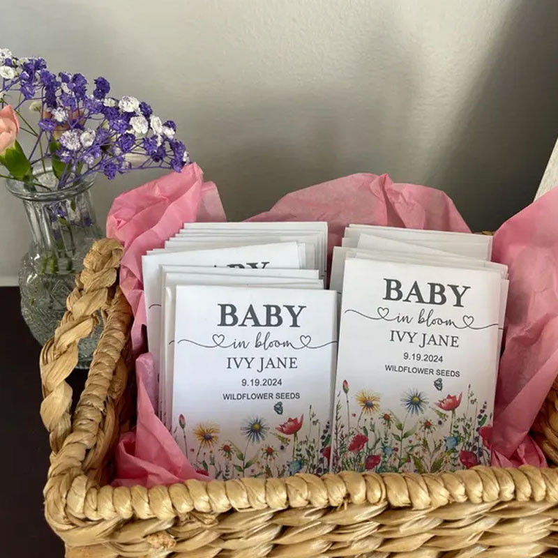 Personalized Eco-Friendly Wildflower Seed Packets – Perfect Baby Shower Favors & Gifts