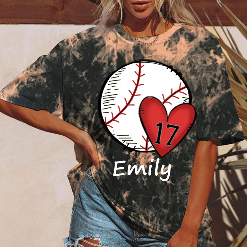 Baseball/Softball/Volleyball Mom Personalized Number Tie-dye Shirt