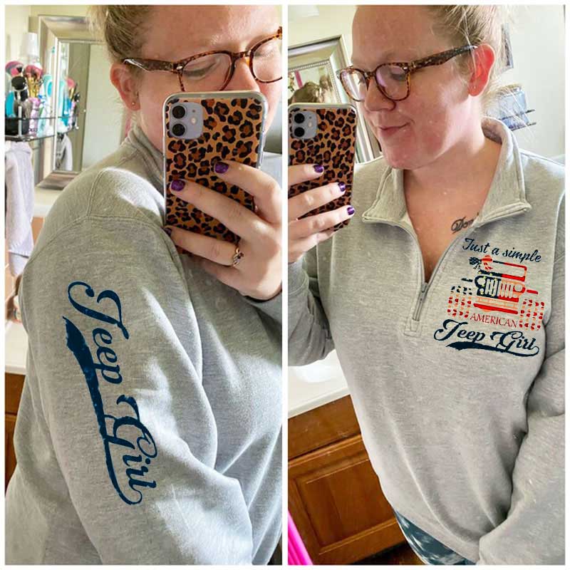 Just a Simple American Jeep Girl USA Flag Zip Jacket Sweatshirt