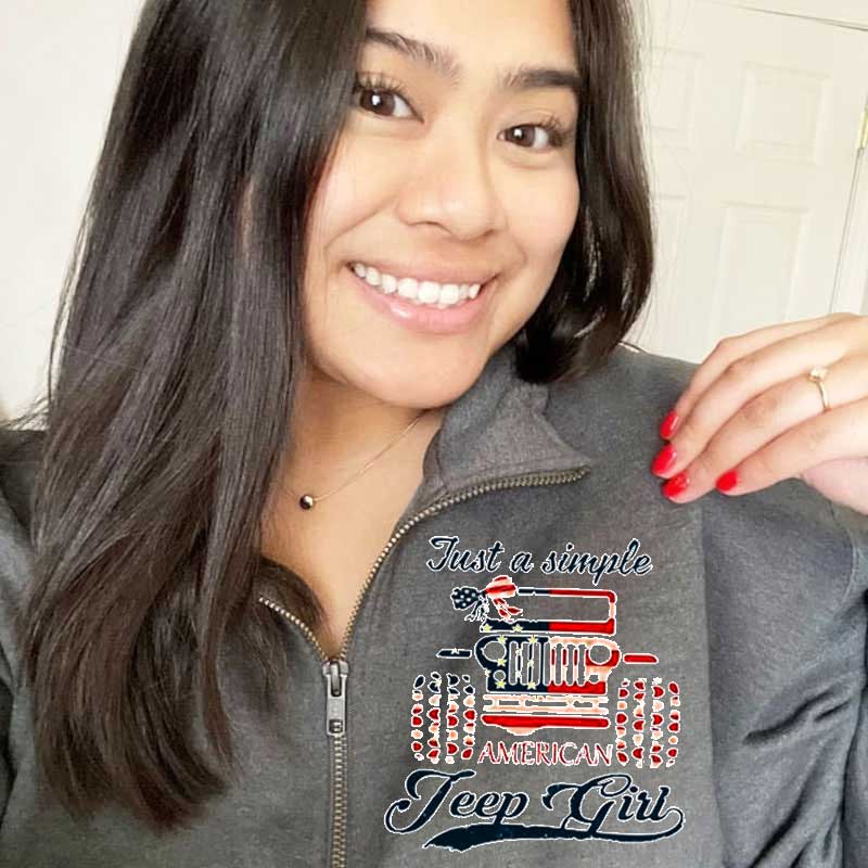 Just a Simple American Jeep Girl USA Flag Zip Jacket Sweatshirt
