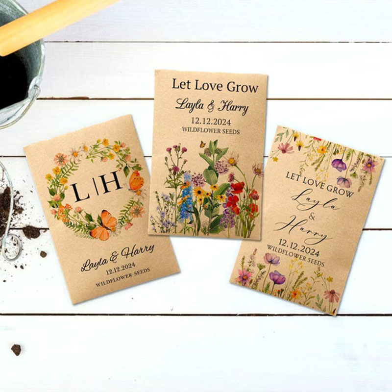Personalized Eco-Friendly Wildflower Seed Packets – Perfect Wedding Favors & Bridal Shower Gifts