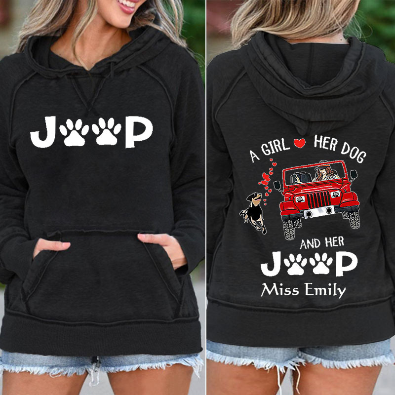 A Girl Loves Her Dog And Her Jeep Pocket Hoodie