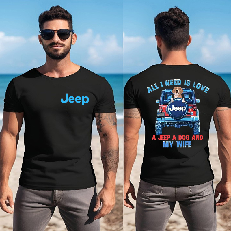 All I Need Is Love A Jeep A Dog And My Wife - Men T-shirt