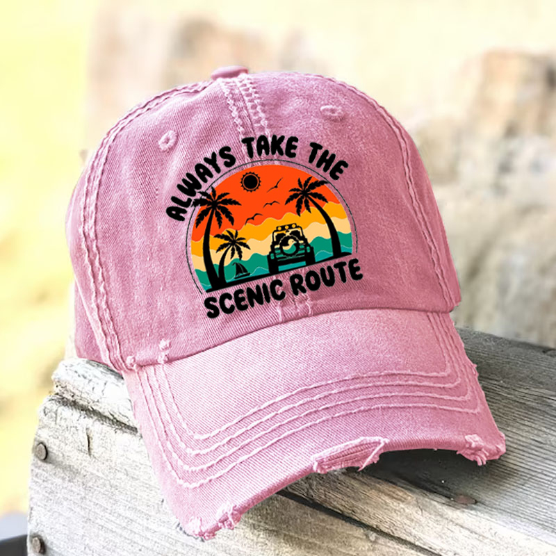 Always Take The Scenic Route Jeep Beach Baseball Cap