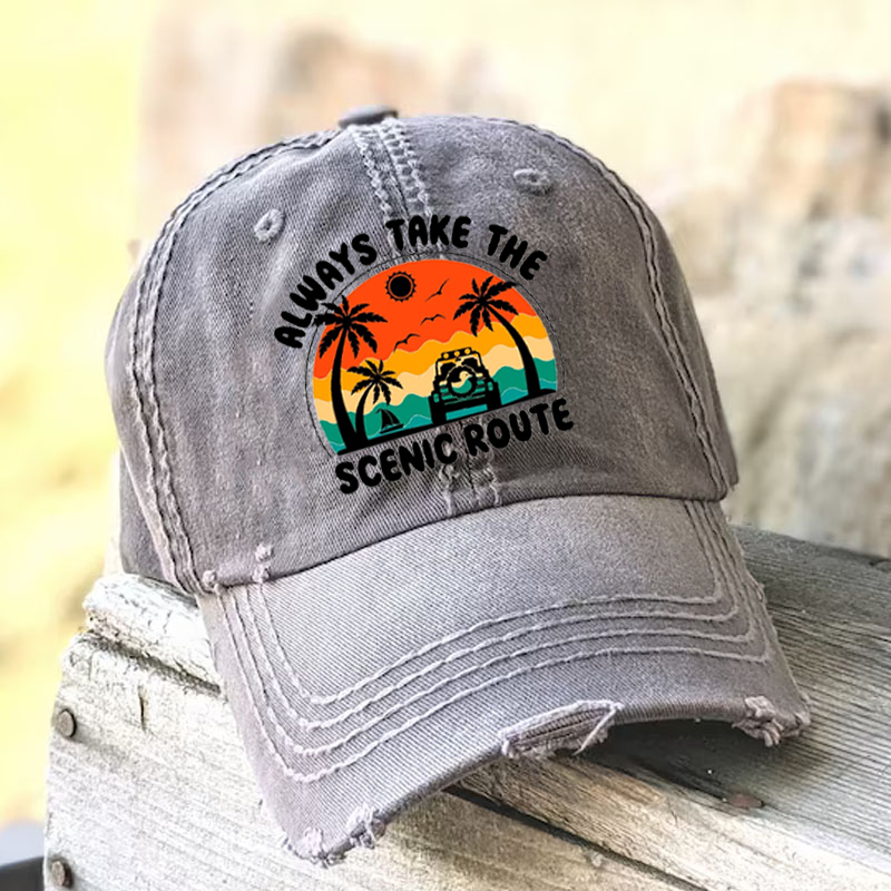Always Take The Scenic Route Jeep Beach Baseball Cap