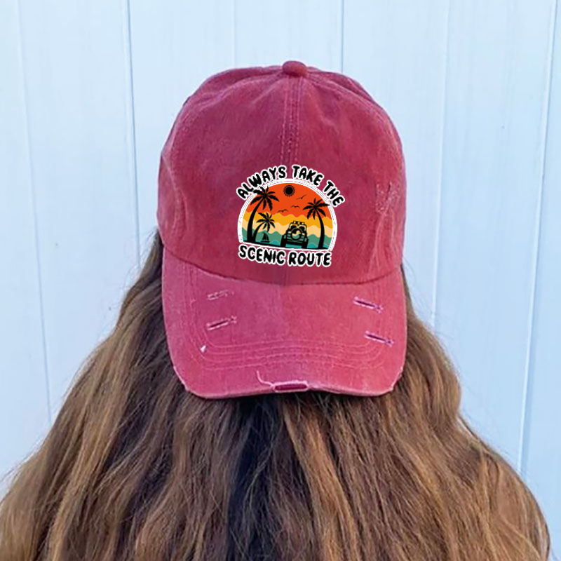 Always Take The Scenic Route Jeep Beach Baseball Cap