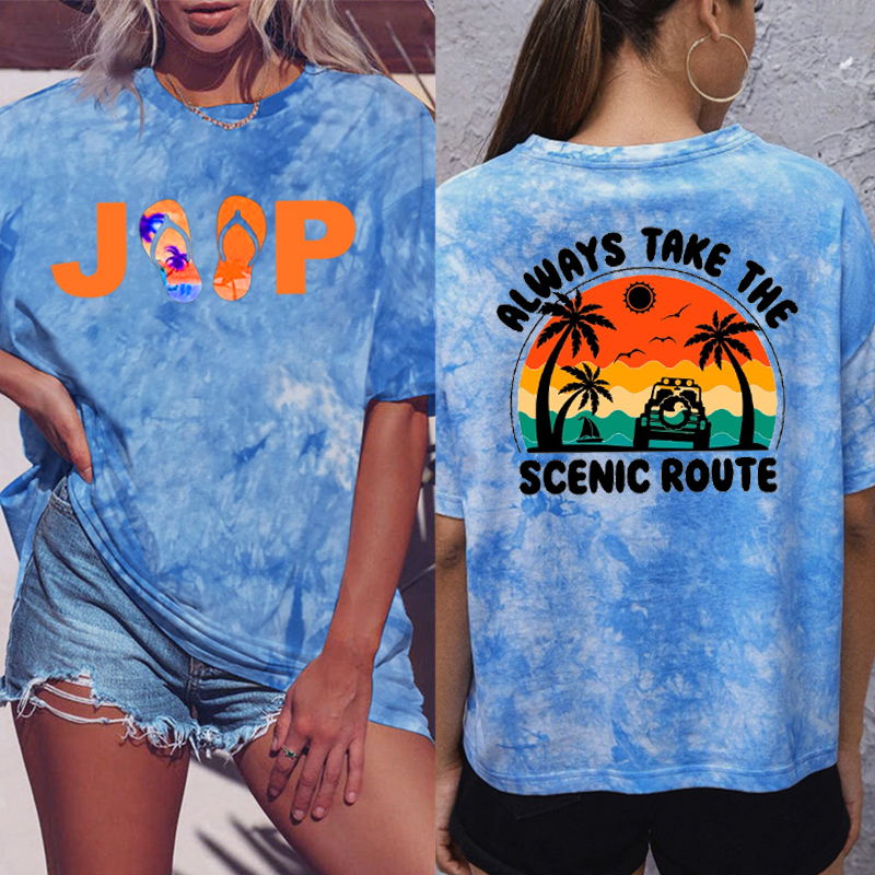 Always Take The Scenic Route Jeep Beach Tie-dye T-Shirt