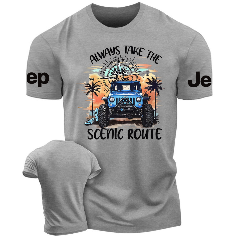 Always Take The Scenic Route Jp Beach Compass T-Shirt