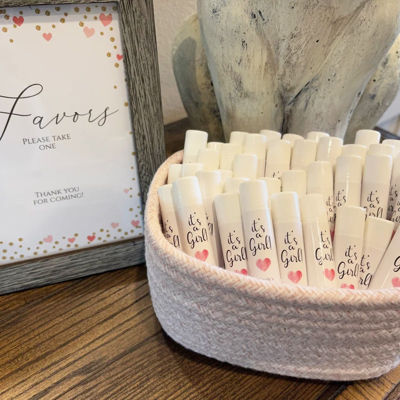 Baby Shower Favors Personalized Lip Balm Simple Heart
