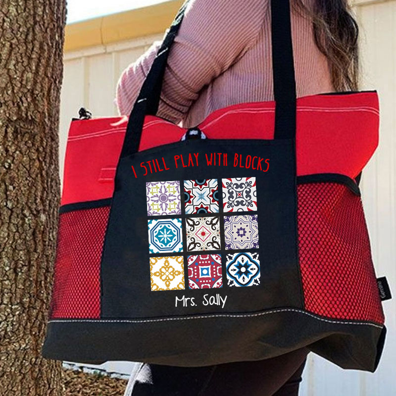Personalized I Still Play With Blocks, Quilt Patterns Sewing Lover Tote Bag