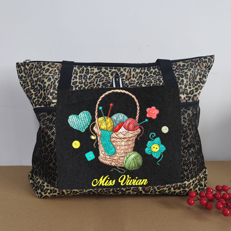 Personalized Knitting Tote Bag, Crochet Bag For Crochet