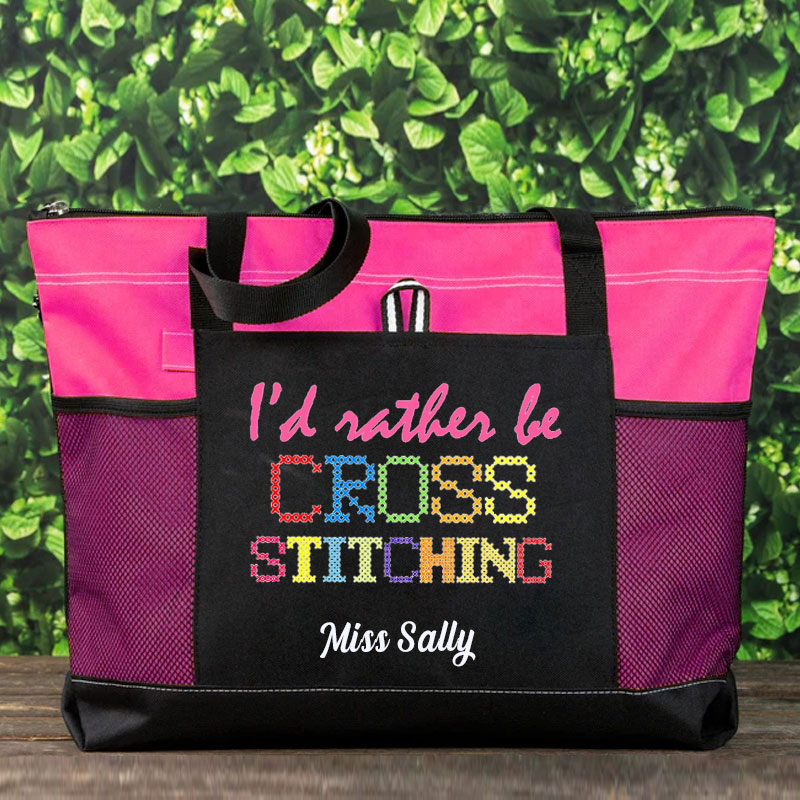 I'd Rather Be Cross Stitching, Cross Stitch Lover Tote Bag