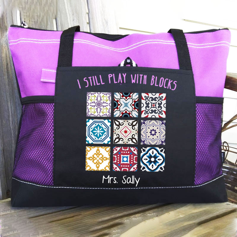 Personalized I Still Play With Blocks, Quilt Patterns Sewing Lover Tote Bag