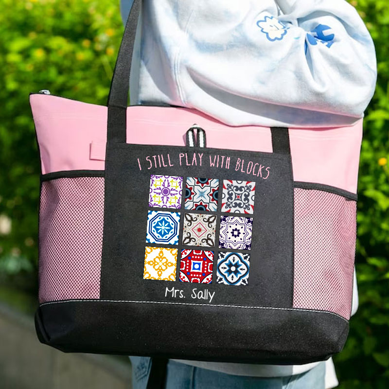 I Still Play With Blocks, Quilt Patterns Sewing Lover Tote Bag