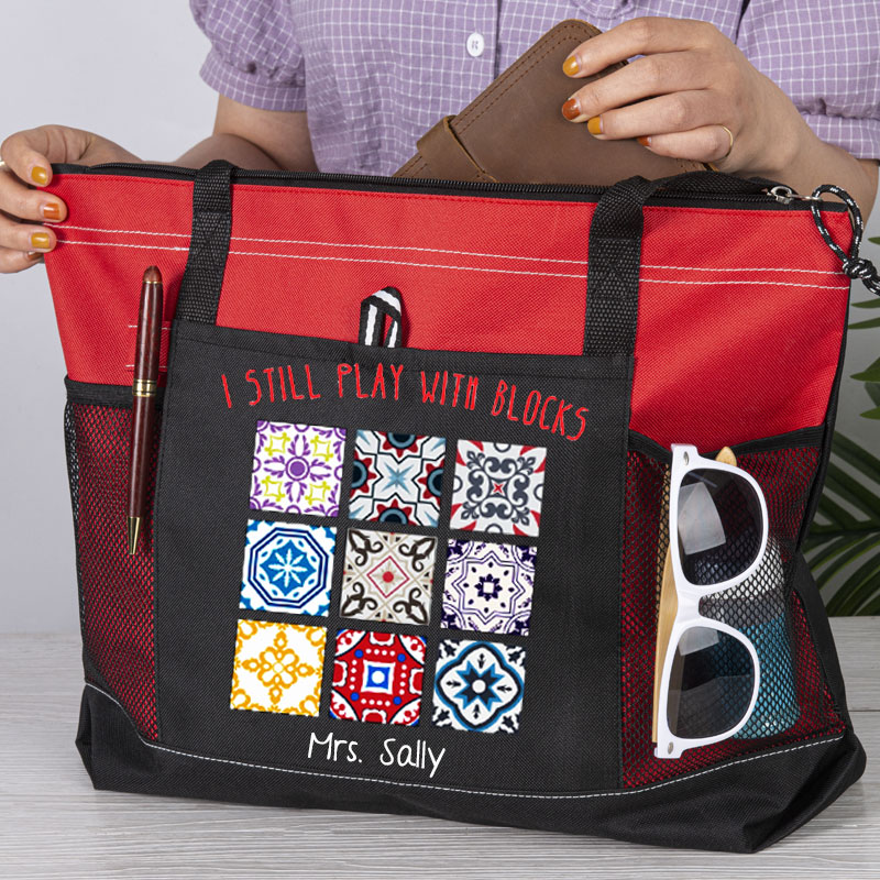 I Still Play With Blocks, Quilt Patterns Sewing Lover Tote Bag