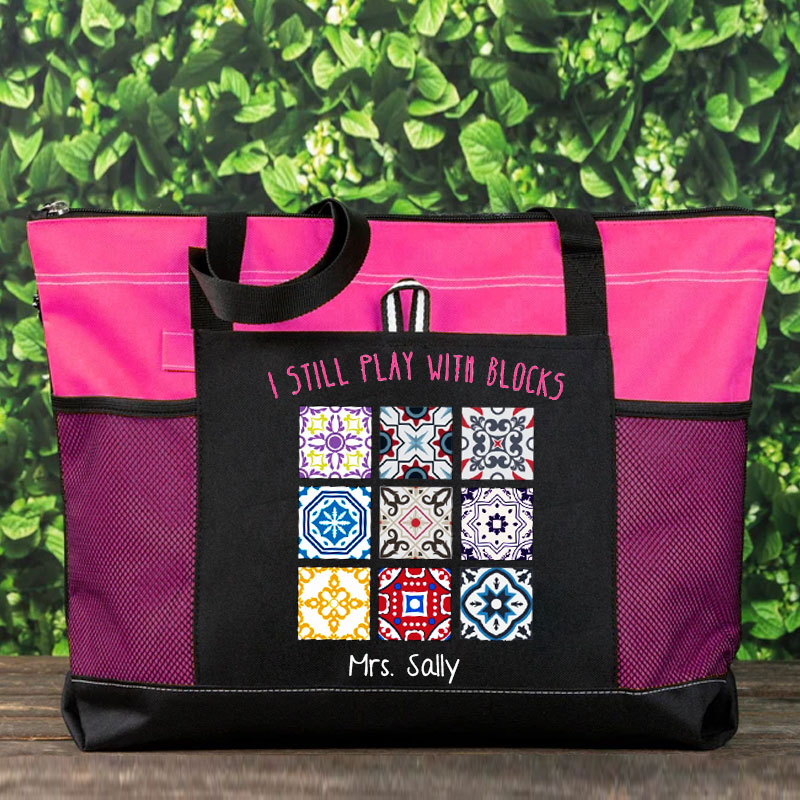 I Still Play With Blocks, Quilt Patterns Sewing Lover Tote Bag