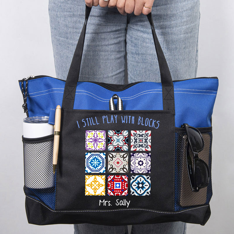 I Still Play With Blocks, Quilt Patterns Sewing Lover Tote Bag